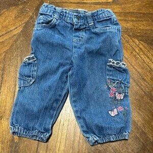 Vintage 90s 00s Y2K Kids Baby Toddler Girls Faded Glory Flower Floral Embroidere
